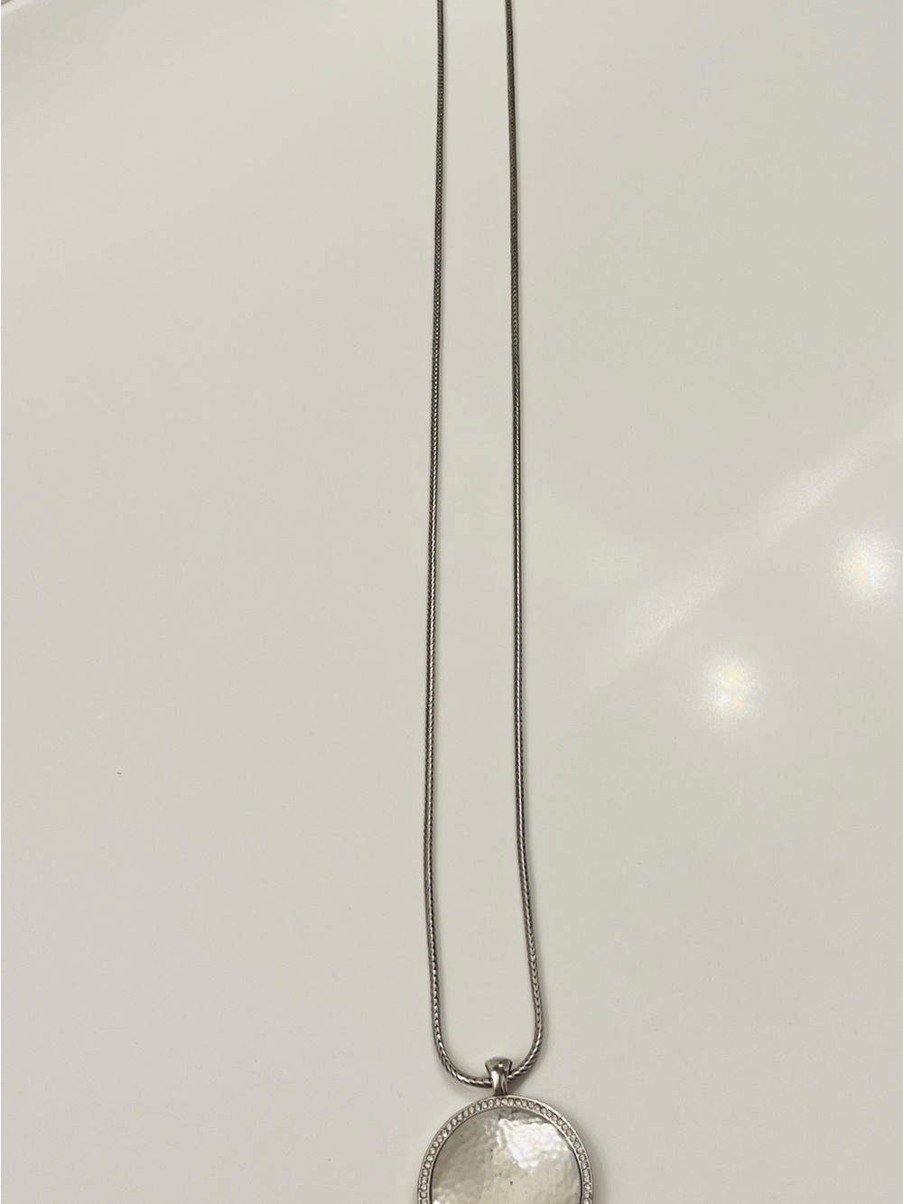 Brighton Reversible Silver-Tone Pendant Necklace with Hammered Disc